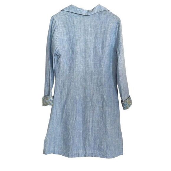 Karol Richardson Womens Linen Long Sleeve Buttoned Shirt Dress Blue Small/Medium - Picture 3 of 10